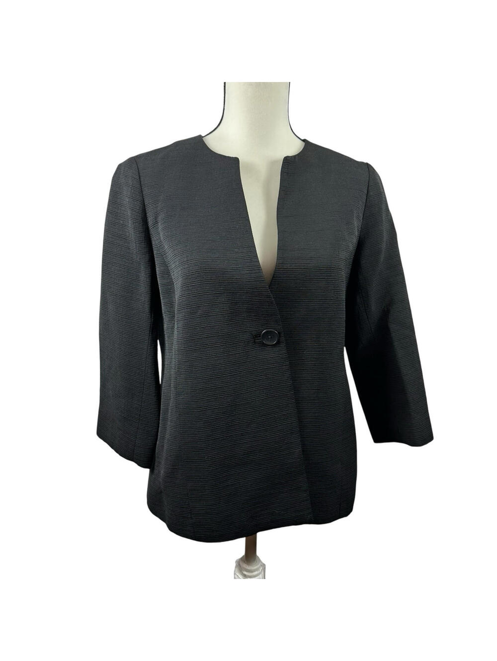 Eileen Fisher Blazer Size Small Womens Black Textured One Button Jacket Career